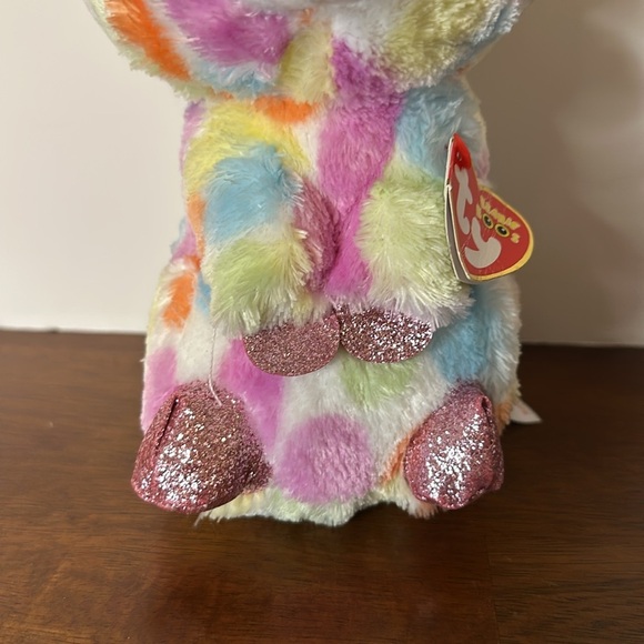 Ty Colorful Plush Bunny with Sparkly Ears - Picture 3 of 11